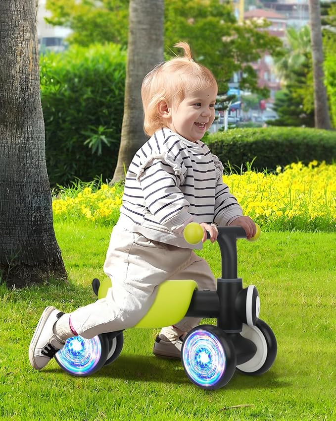 Colorful Glow Wheel Toddler Balance Bike,Baby Toys for 1 Year Old Boy Girls,12-24 Months Baby Balance Bike with Soft Music Cute Animal Sound,1st Birthday Gifts