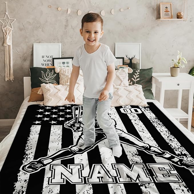 Baseball Gifts for Kids Son Grandson - Custom 50x40 Inches Small Soft Fuzzy Flannel Blankets Accessories Decor Personalized Cool Throws for Travel Cars Office All Seasons