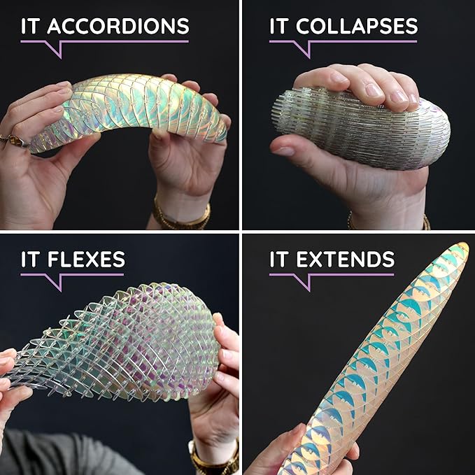 Morf Fidget Worm Toy - Flexible 3D Sensory Slug Figgy Toy for Kids, Teens, and Adults – Stretchy, Quiet, Stress and Anxiety Relief, Focus - For Play, School, Work Gifts, Great For Classroom and Office