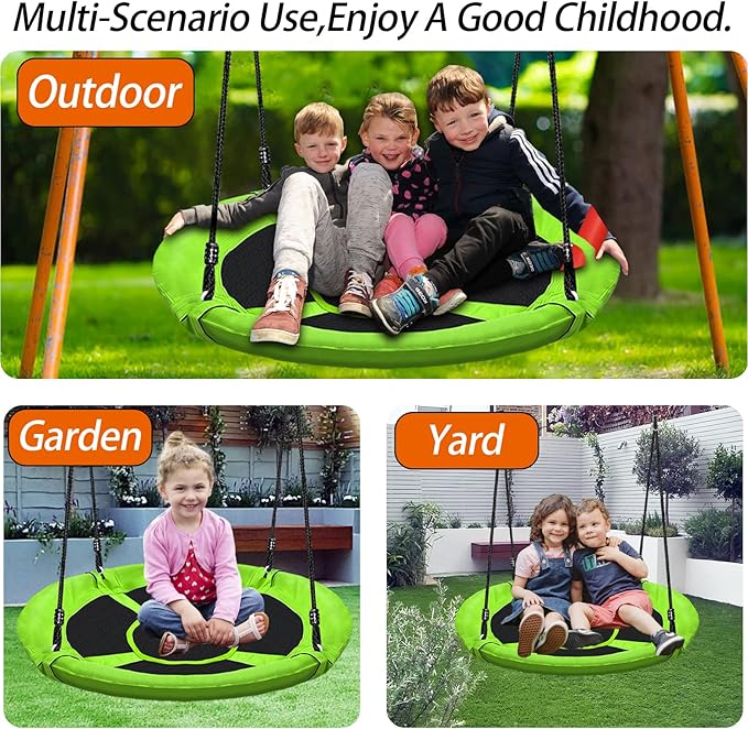 40" Saucer Tree Swing for Kids - 500Lb Weight Capacity, Waterproof Platform Swing Seat with Adjustable Ropes for Kids Playground Outdoor Activity Backyard Fun