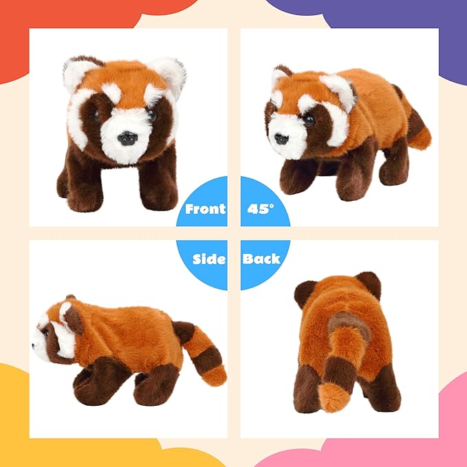 Cuteoy Walking Red Panda Stuffed Animal Speaking Roar Plush Electric Interactive Animated Plushies Toy for Girls Boys Birthday