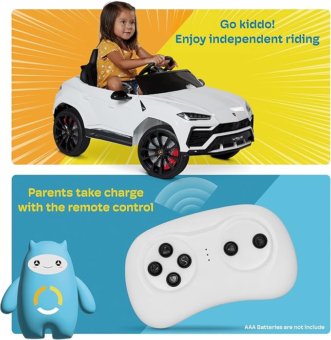 Kidzone Ride On Car 12V Lamborghini Urus Kids Electric Vehicle Toy w/Parent Remote Control, Horn, Radio, Port, AUX, Spring Suspension, Opening Door, LED Light - Pink