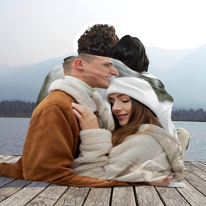 Custom Blanket with Photos, Personalized Blankets with Picture, I Love You Girlfriend Boyfriend Couples Gifts, for Birthday Christmas Women Men Adult Kids Mom Dad Wife Husband