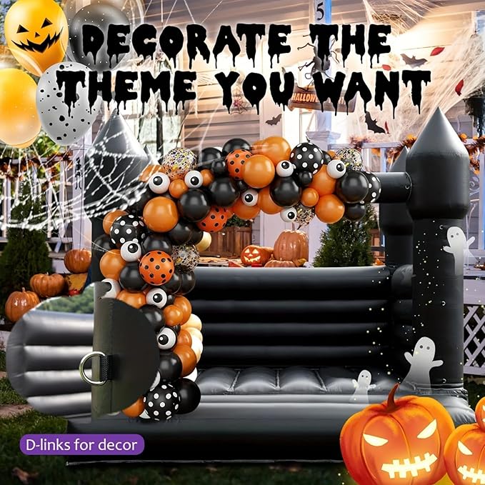 13x13ft Inflatable Halloween Bounce House for Adults & Kids - 100% PVC Commercial-Grade Black Bounce House, Spooky Halloween Theme for Backyard Parties, Halloween Events & Outdoor Gatherings