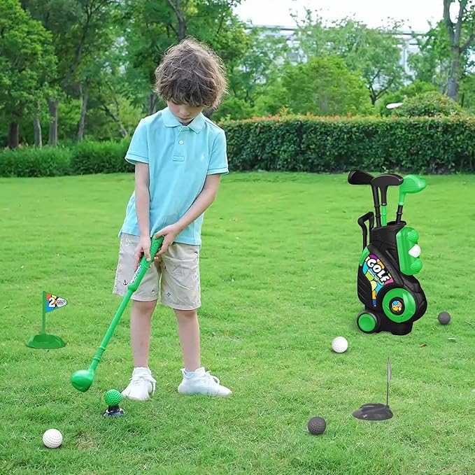Liberry Toddler Golf Set for Ages 2 3 4 Boys Girls, Upgraded Kids Golf Cart with Shoulder Strap Design, Outdoor Indoor Sports Toys Birthday Gifts, Black