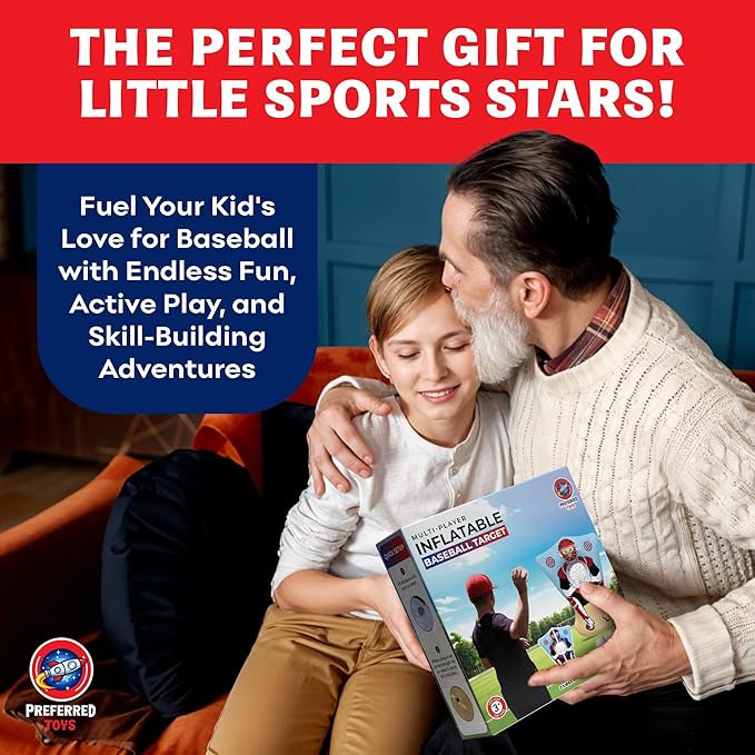 Inflatable Baseball Pitching Target for Kids, Double-Sided Outdoor & Indoor Baseball Training Toss Game, Includes 4 Balls, Air Pump, & Patch Kit