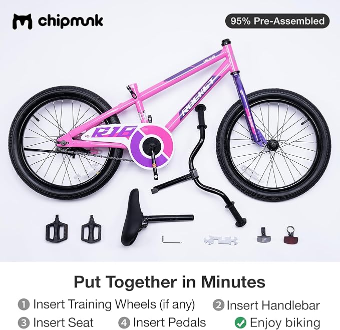 Chipmunk Kids Bike Toddlers 12 14 16 18 Inch Wheel Bicycle Beginners Boys Girls Ages 3-11 Years, Multiple Color Options