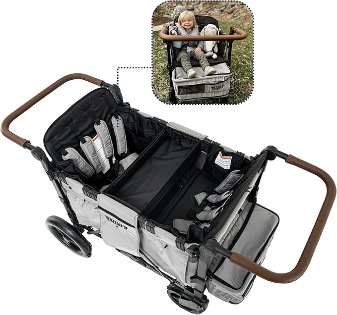 Keenz XC+ EVO - Luxury Comfort Stroller Wagon | Foldable 4 Passenger with Adjustable Canopy | Grey