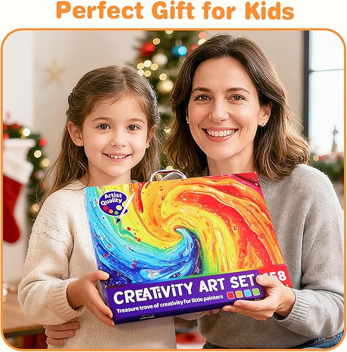 158 Pcs Art Supplies for Kids Ages 4-8, 6-8, Deluxe Art Kit Crafts Drawing Painting Set with Crayons, Colored Pencils, Markers - Christmas Gift for 4 5 6 7 8 9 10 11 12 Year old Toddlers Girls Boys