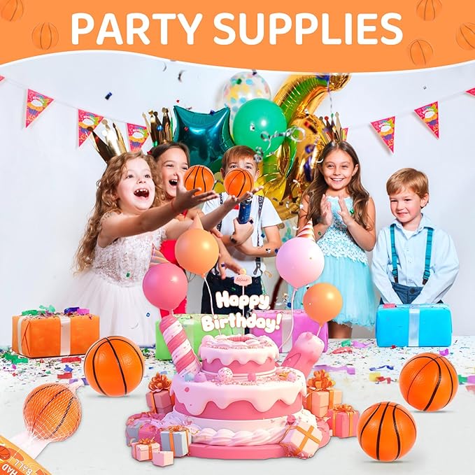 LiYiQ 24Pcs 2.36 Inch Basketball Stress Balls Basketball Party Favors for Kids Basketball Party Decorations Basketball Goodie Bag Stuffers for Kids Classroom Exchange