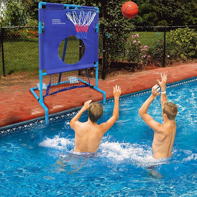 2-in-1 Pool Goal Set - Football & Basketball Fun for Everyone!