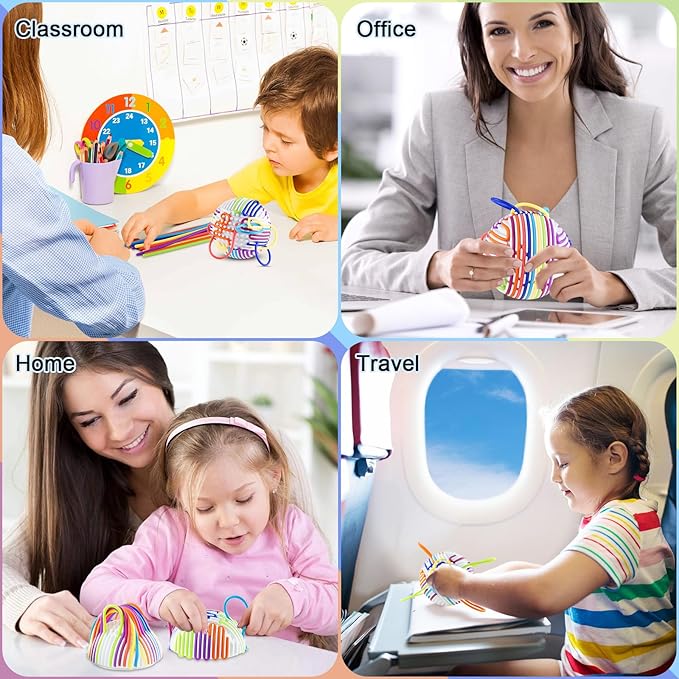 Sensory Fidget Toys Activity Ball Includes 24 Strings for 3+ Kids & Adults with Autism, Calming Anxiety ADHD Occupational Therapy Toys