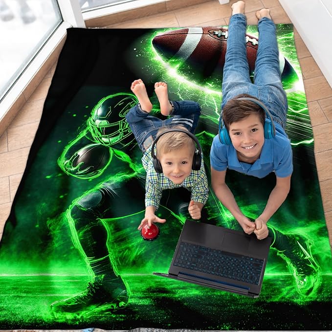 Football Blanket, Boys Football Gifts, 50 x 40 Inches Soft Fuzzy Blanket for Football Lovers, Cozy Warm Flannel Sports Throw Blanket Bed Sofa Room Decor, Camping, Travel, Chair