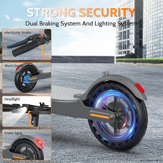 Electric Scooter for Adults, Folding E Scooter with 350W/500W Motor 16/21 Mph Top Speed, Max 19-23 Miles Long Range, 8.5''/10'' Solid Tires Commuting Scooters with Dual Brakes System, APP