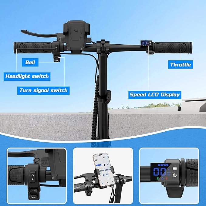 Electric Scooter for Adults- 8.5"/10''/14'' Tires, Up to 19/22MPH by 350W/500W Motor, Max 12/21/23/27/62Miles Long-Range Foldable Commuting Adults Scooter with Double Braking System and App