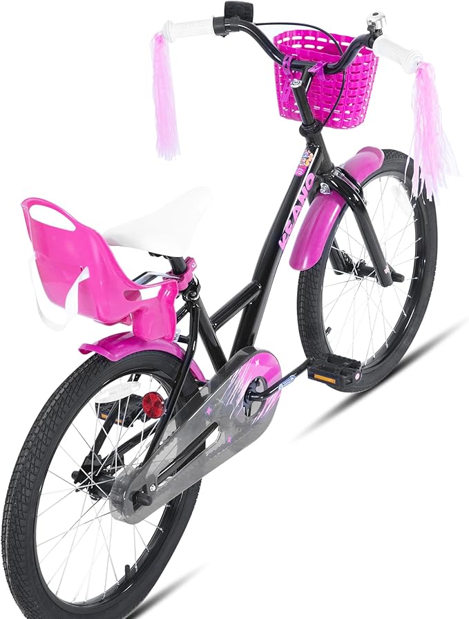 KEANO Zinnia 14 16 20 Inch Kids Bike for Girls Ages 3-10 Years, Girls' Bikes with Training Wheels, Streamers, Basket and Doll Seat, Children Bicycles