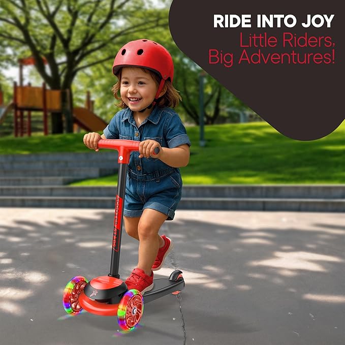 3 Wheel Scooter for Kids, Smooth Light Up LED Front Wheels, Wide Anti Slip Deck, Rear Foot Brake, Easy Lean to Steer Maneuvering, Indoor & Outdoor Ride On Toys for Ages 2 Up