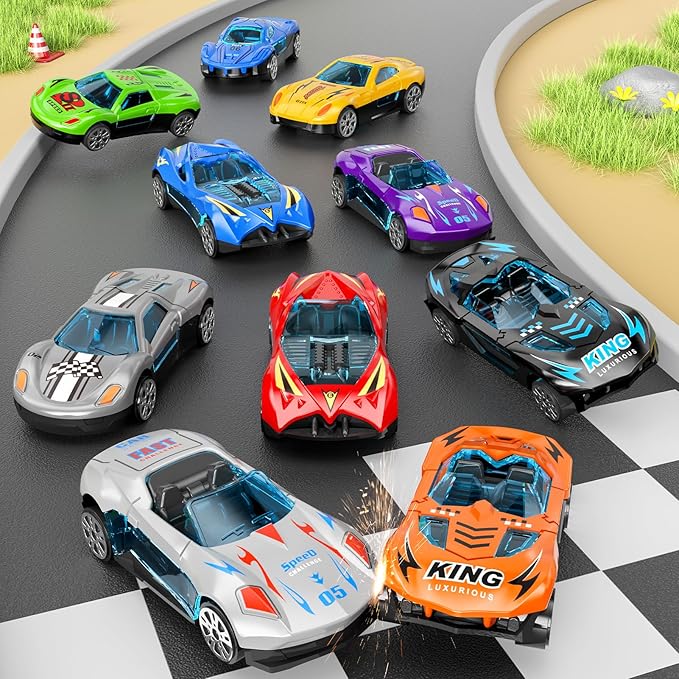 Toddler Monster Carrier Truck with 10 Die-Cast Cars Toys for 3 4 5 6 Years Old Boys, Cars Race Track Set Dinosaur Transporter Truck, Toddler Toys Gift Set for Kids Boys Girls