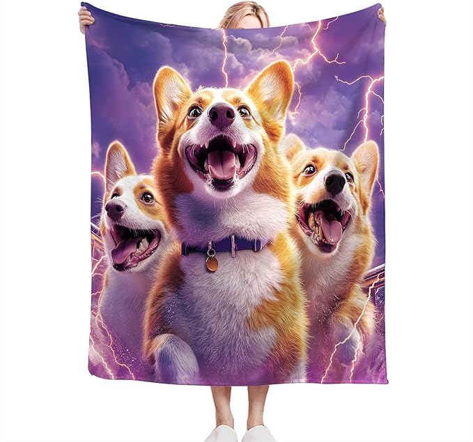 Corgi Dog Blanket Fleece Soft Warm Plush Cute Dog Throw Blanket Lightweight Plush Fuzzy Cozy Blankets for Lover Kids Adult Suitable for Couch Sofa Bed 60"X50"