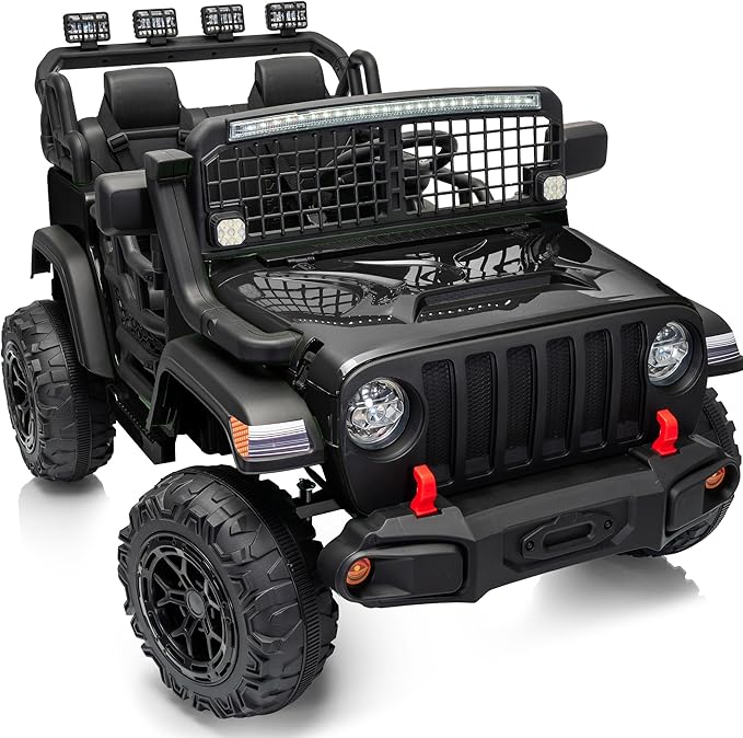 2 Seater Ride on Car Toy, 24V 4WD Electric Car for Kids 4-8 with Remote Control, 4x200W Motors, Capacity 110 lb - Black
