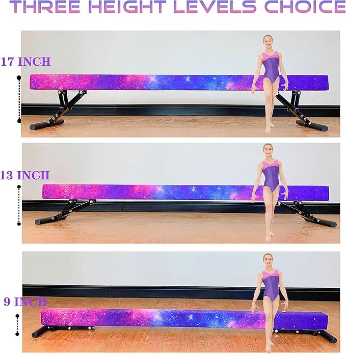 Adjustable Balance Beam 8 ft Gymnastic Beam Adjustable Height for Kids and Teenage of All Gymnastic Levels, Gymnastic Training Beam Gymnastic Equipment for Athlete Home and Gym Club Use