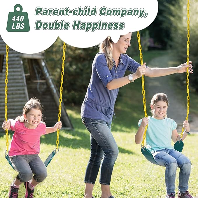 RedSwing Belt Swing Seat for Kid with 66" Heavy Duty Chains, Playground Swing Set Replacement Accessories with Snap Hooks, for Outdoor Backyard Play Safety, Green