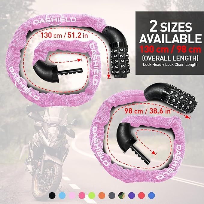 Bike Chain Lock Security 5 Digit Resettable Combination, 38.6 inches Heavy Duty Anti Theft Lock Chain for Bicycle, Motocycle, Scooter, Gate, Fence (Pink, 3.2ft)