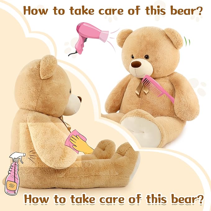 Tezituor Teddy Bear, 6ft Giant Stuffed Animal, Human Size, Beige, for Valentine's Day, Baby Shower, Birthday, Anniversary