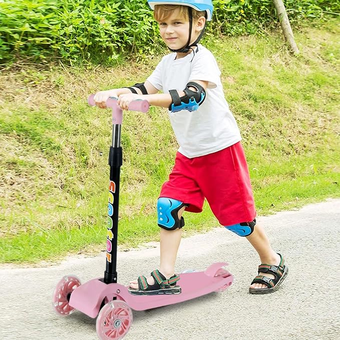 Folding Scooter - 3 Wheeled Scooter for Kids, 3 Wheels Foldable Kick Scooters | Lightweight Bike for Ages 2-8 Boys Girls Outdoor Riders, Kick Scooters for Commuting, Travel, Camping, Backpacking