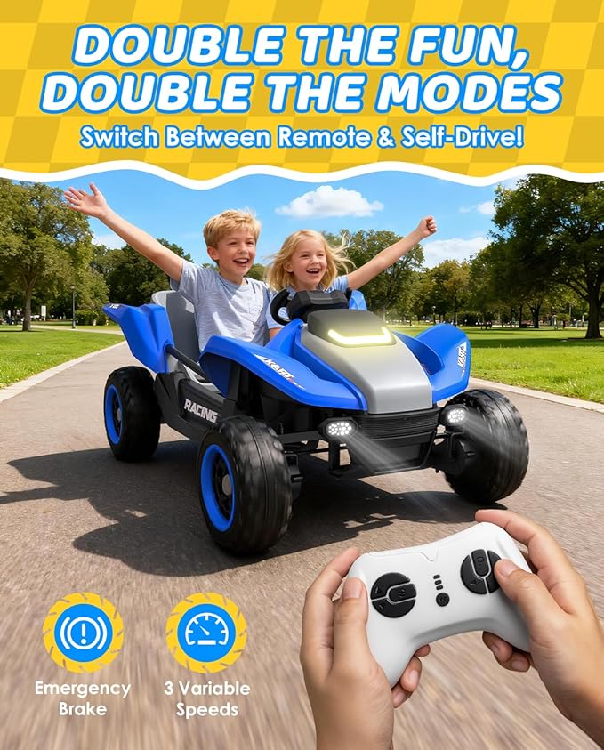 24V Ride On Toys for Big Kids, 24V 2 Seats, 4WD Ride on Car w/Remote Control, OP70 Electric Car with Multimedia Including Music, Story, Wireless Connection, Ideal Gift for Xmas & Birthday