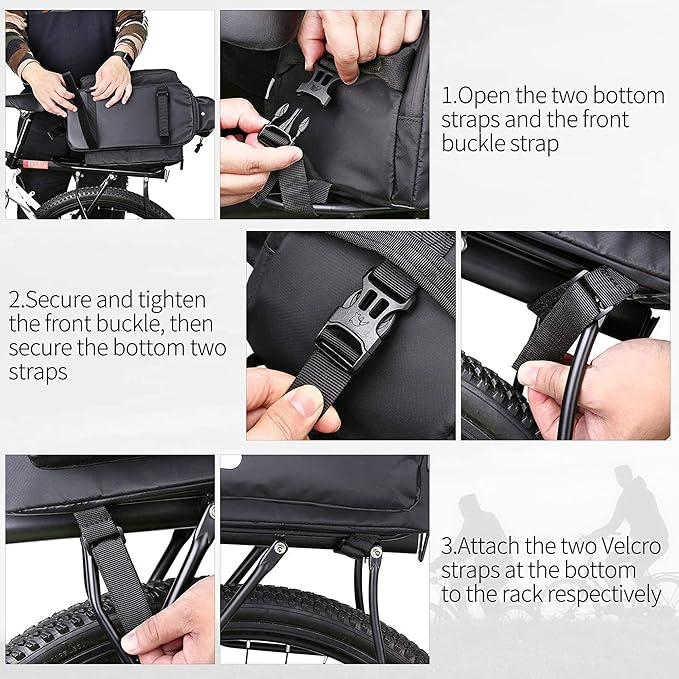 Bike Trunk Bag Bike Pannier Bag Bike Rear Seat Bag 17L Waterproof Bicycle Cargo Rack Saddle Bag Commuter Bag Shoulder Bag Laptop Pannier Rack Bicycle Bag