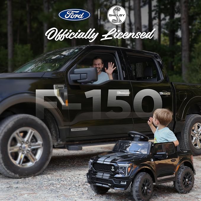 Licensed Ford Shelby F-150 Kids Ride on Car Truck, 12V Toddler Electric Car for Kids Ages 3-6 with Remote Control - Black