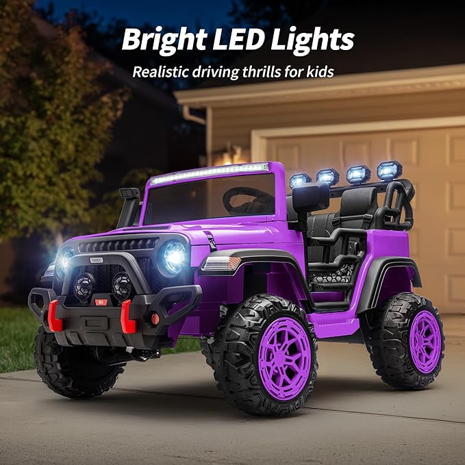 2 Seater Ride on Electric Car, 12V Ride on Toy Car for Kids 4-8 w/Remote Control, EVA Tires - Purple