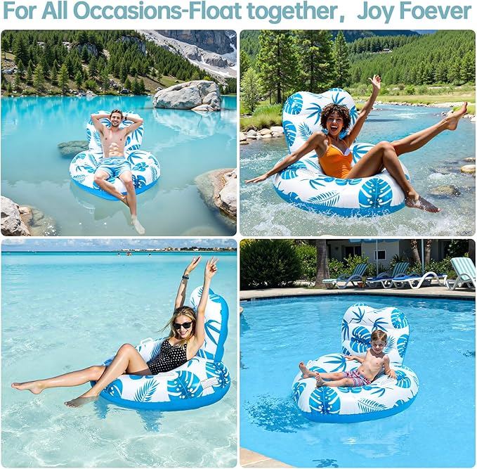 [2025 New Model] Pool Floats - Inflatable Pool Floats with Cup Holders,Unibody Pool Lounger Float with Handle，Ideal Pool Toys for Pools,Beach,Lakes, Rivers,Water Party 2025 Beach Vacation Essentials
