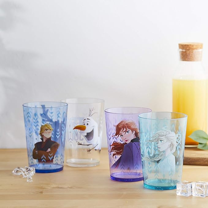 Zak Designs 14.5oz Disney Frozen 2 Nesting Tumbler Set Includes Durable Plastic Cups, Fun Drinkware is Perfect for Kids, 4pk (14.5oz, Anna & Elsa & Olaf)