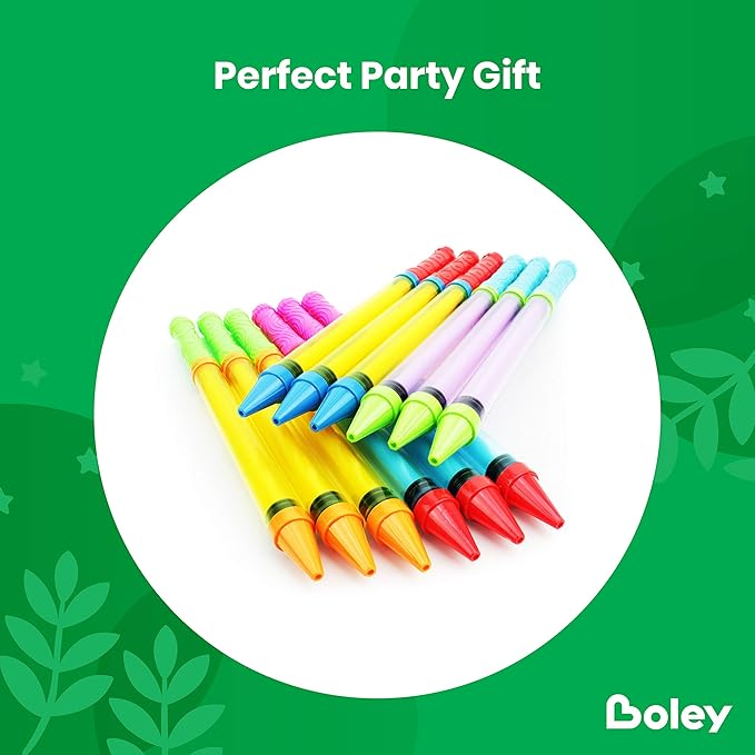 Boley Crayon Super Soaker - 12 Pk 17" Long Range Water Gun Pool Party Game Set - Big Water Guns for Kids & Adults - Ages 3 and Up!