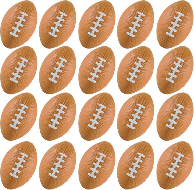 ALISSAR 20-Pack 3.4" Mini Football Stress Balls, Mini Foam Footballs for Football Party Superbowl Decoration, School Carnival Reward Gift