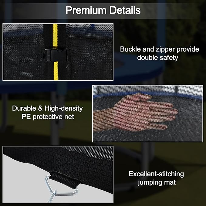 Giantex Trampoline for Kids Adults, ASTM Approved 8 10 12 14 15 16Ft Big Trampoline with Ladder, Thickness Steel Pipes Wear-Resistant All Weather Outdoor Large Recreational Trampoline with Net