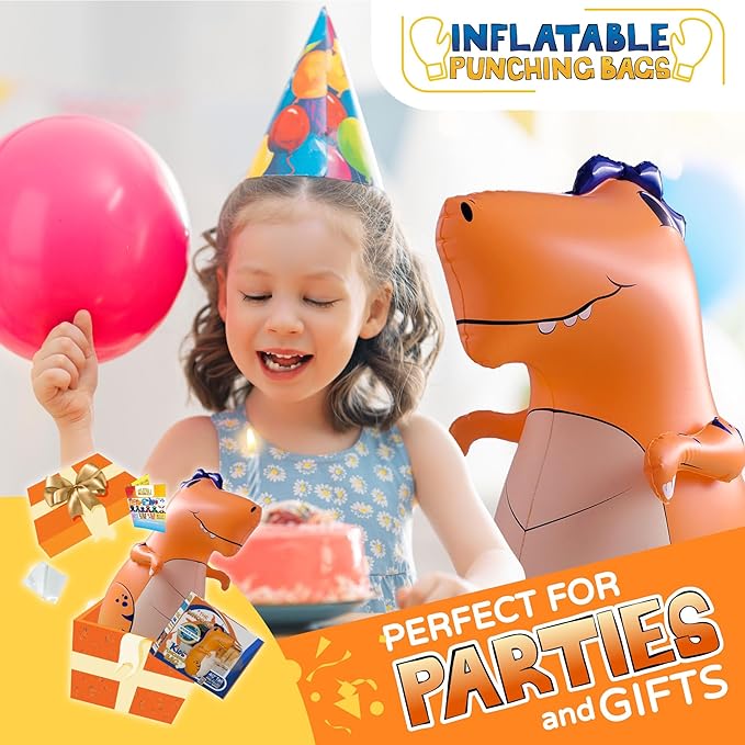 INFLATABLE DUDES Dinosaur -Kids Punching Bag | Already Filled with Sand| Bop Bag | Premium Inflatable Toy | Punching Bag for Kids | Enhanced Bounce-Back Action! | Indoor Outdoor - Party Games
