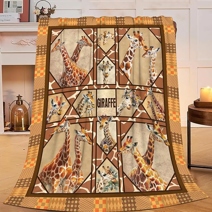 Giraffe Throw Blanket Giraffe Stuff Gifts for Kids Girls Boys Adults Women Men Soft Cozy Warm Plush Fluffy Fuzzy Fleece Blanket Decor 40''X50''