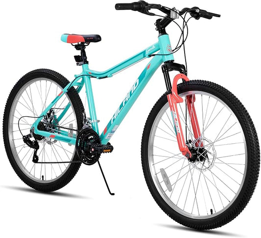 HILAND 26 Inch Mountain Bike for Women Girl, 21 Speed with Front Suspension Fork, Aluminum Frame MTB, Adult Ladies Womens Bike Mens Bicycle