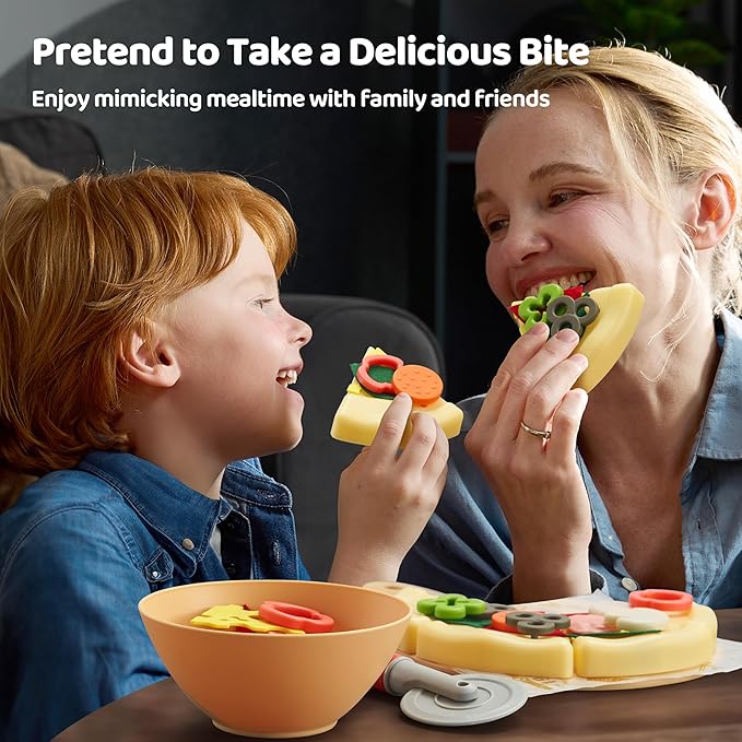 Play Food Toddler Toy - Pizza Toy with 18 Toppings - Pretend Cutting Food for Kids - Craft 'n Crust - Interactive Check Out - Play Money - Cooking Kitchen Accessories for Boys and Girls