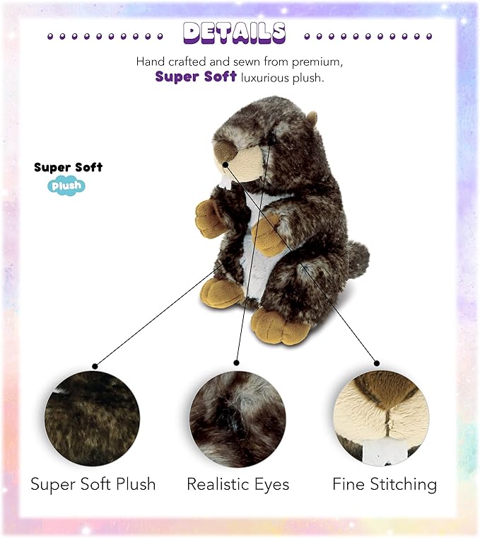 DolliBu Wild Marmot Plush Animal - Super Soft Stuffed Animal Marmot, Adorable and Cute Animal Playtime Plush Toy, Wild Life Stuffed Animals for Kids and Adults, Fluffy Stuffed Animal Gift - 8.5 Inches