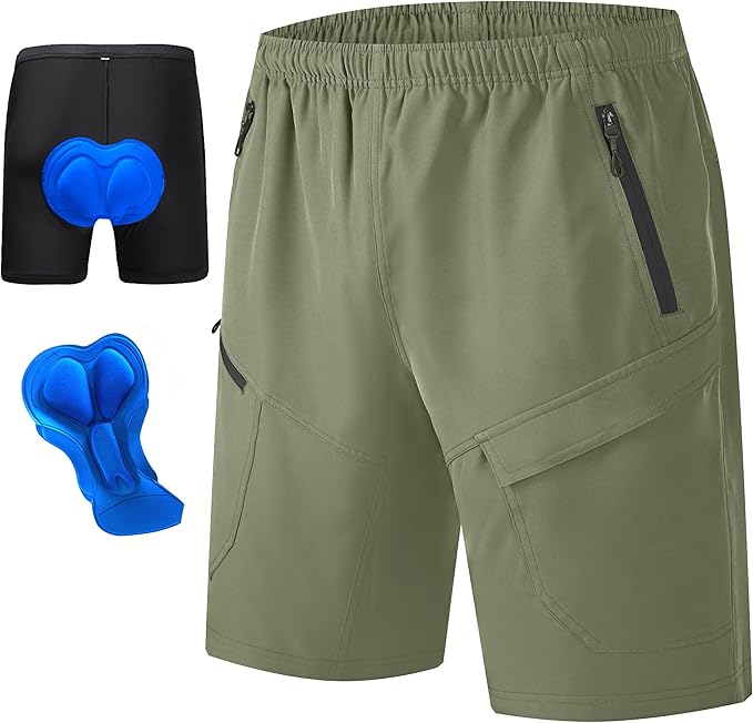 Men's Mountain Bike Shorts 3D Padded Baggy Bicycle Riding Cycling Shorts Quick Dry Lightweight Biking Shorts