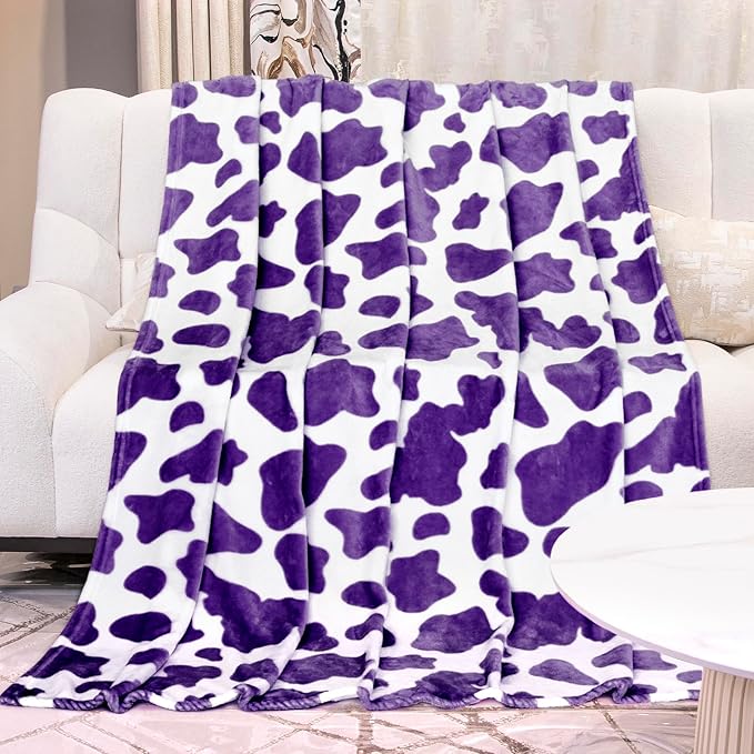 Purple Twin Fleece Blanket 60"x80" - Ultra Soft Flannel Throw for Couch, Bed | Lightweight Warm Blanket for Adults, Teens - Lavender Home Decor Gifts