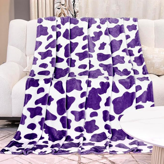 Purple Twin Fleece Blanket 60"x80" - Ultra Soft Flannel Throw for Couch, Bed | Lightweight Warm Blanket for Adults, Teens - Lavender Home Decor Gifts