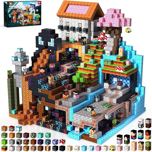 300PCS Magnetic Blocks - Magnet Building Blocks, Stacking Magents Cubes Toys Adventure Set Theme, STEM Montessori Sensory Toys for Kids Boys and Girls Ages 3 4 5 6 7 8 9 10 Birthday Gifts