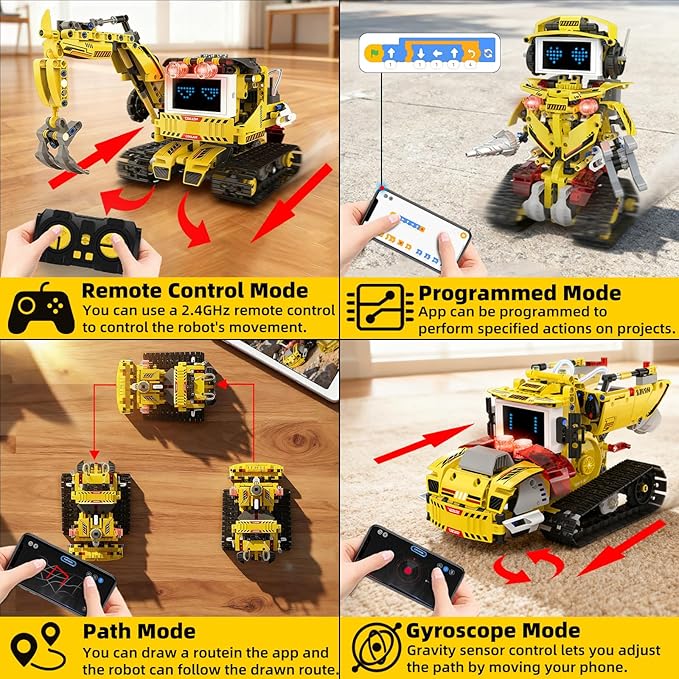5-in-1 Programmable Robot Building Block Set for Kids Age 6 7 8 9 10 11 12-14, with APP or Remote Control & LED Display Screen, STEM Educational Gift for Teen Boys and Girls (660PCS)