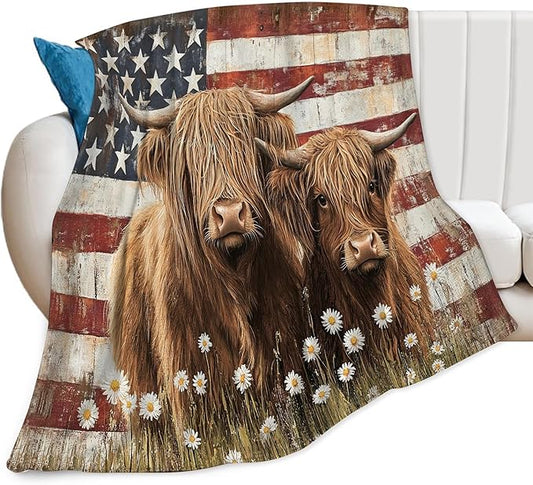 Highland Cow Blanket for Women, Highland Cow Fleece Blanket Gifts for Boys Girls, Warm Cozy Soft Flannel Stuff for Bed Sofa Couch 60" x 50"