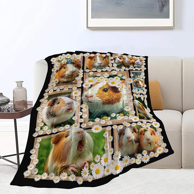 Guinea Pig Throw Blanket Guinea Pig Stuff Gifts for Kids Girls Boys Adults Women Men Soft Cozy Warm Plush Fluffy Fuzzy Fleece Blanket Decor 40''X50''
